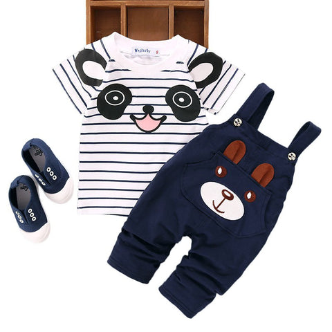 2pcs newborn kids baby boy girls T-shirt tops+pants overalls outfits clothes set