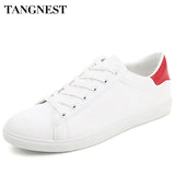 Tangnest Spring Men Vulcanized Shoes Lace-up Outdoor Casual White Shoes Breathable Flats Comfortable Male Sneakers XMR2827