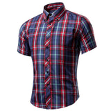 LASPERAL Brand Short Sleeve Plaid Mens Dress Shirts Casual  Turn-Down Collar Summer Shirt Classic Business Male Shirts Plus Size