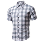 LASPERAL Brand Short Sleeve Plaid Mens Dress Shirts Casual  Turn-Down Collar Summer Shirt Classic Business Male Shirts Plus Size