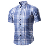 LASPERAL Brand Short Sleeve Plaid Mens Dress Shirts Casual  Turn-Down Collar Summer Shirt Classic Business Male Shirts Plus Size