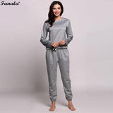 Pants Pullover Long Sleeve Top and Drawstring Solid Tracksuit