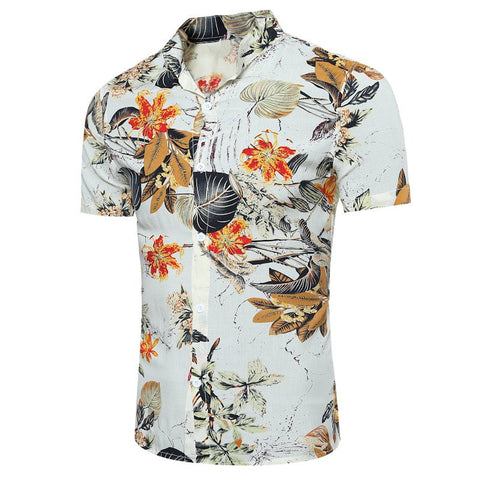 Summer Shirt Men 2018 Floral Print Slim Fit Casual Top Short Sleeve Hawaiian Shirt Beach Leisure Male Shirts Plus Size 3XL