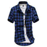 2018 Men Fashion Short Sleeved Plaid Shirt Slim Fit Male Social Casual Dress Shirt Men Clothing Soft Breathable Comfortable