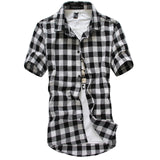 2018 Men Fashion Short Sleeved Plaid Shirt Slim Fit Male Social Casual Dress Shirt Men Clothing Soft Breathable Comfortable