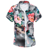 Mens Short Sleeve Floral Shirt 2018 New Summer Fashion Mens Beach Casual Print Shirt Plus Size High Quality Flower Shirts M-7XL