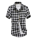 LASPERAL Casual Summer Men Shirts Short Sleeve Shirt Plaid Shirt Fashion Short Sleeve Chemise Homme Mens Shirts Plus Size