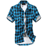 LASPERAL Casual Summer Men Shirts Short Sleeve Shirt Plaid Shirt Fashion Short Sleeve Chemise Homme Mens Shirts Plus Size