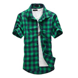 LASPERAL Casual Summer Men Shirts Short Sleeve Shirt Plaid Shirt Fashion Short Sleeve Chemise Homme Mens Shirts Plus Size