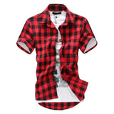 LASPERAL Casual Summer Men Shirts Short Sleeve Shirt Plaid Shirt Fashion Short Sleeve Chemise Homme Mens Shirts Plus Size