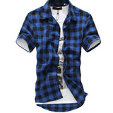 LASPERAL Casual Summer Men Shirts Short Sleeve Shirt Plaid Shirt Fashion Short Sleeve Chemise Homme Mens Shirts Plus Size