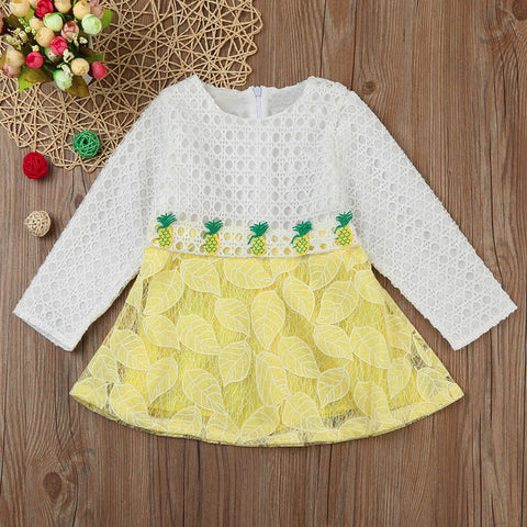 Newborn Baby Girl Long Sleeve leaves Gauze Floral Princess Dress Outfits Clothes