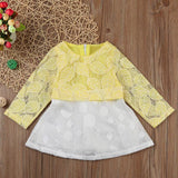 Newborn Baby Girl Long Sleeve leaves Gauze Floral Princess Dress Outfits Clothes
